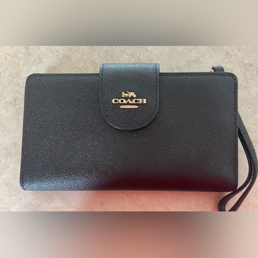 Coach Textured Black Leather Clutch